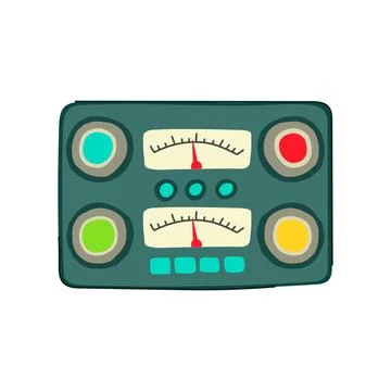 Knobs retro control panel cartoon vector illustration Stock Illustration