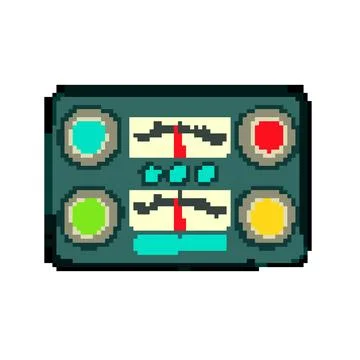 Knobs retro control panel pixel art vector illustration Ilustração Stock