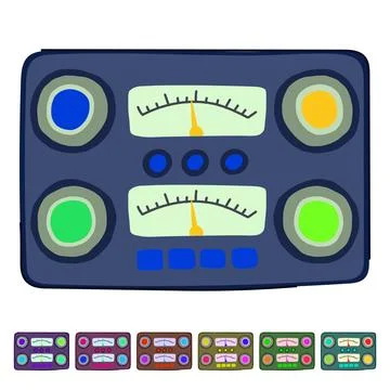 Knobs retro control panel vector cartoon graphic Illustrazione stock