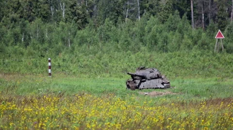 Knocked out a tank Stock Footage 65776606
