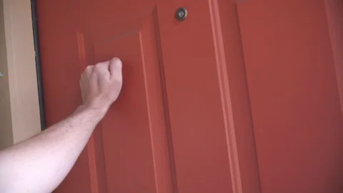 Knocking on front door Stock Footage 91467848