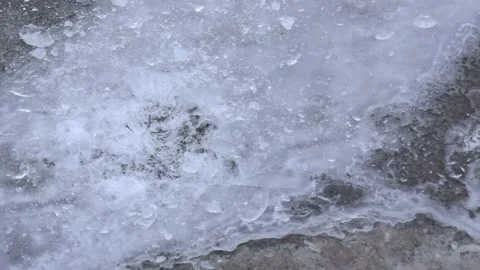 Knocking out ice in the cold. Stock Footage 230408007