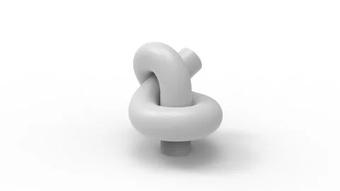 Knot 3d rendering of a tied knot isolated in white background Illustrazione stock