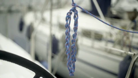 A knot on the boat Stock Footage 124640935