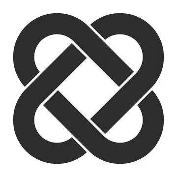 Knot interconnection symbol of connection by four intertwined loops Stock Illustration