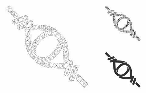 Knot Loop Connection Vector Mesh Carcass Model and Triangle Mosaic Icon Stock Illustration