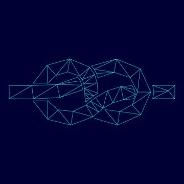 Knot in low poly triangulation triangulated polygonal electric cyan blue vi.. Stock Illustration