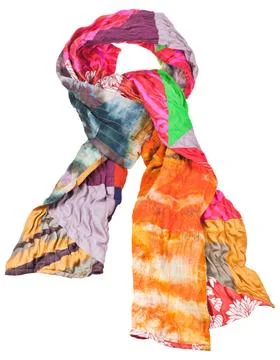 Knot from patchwork and batik silk scarf isolated knot from patchwork and ... Stock-Fotos