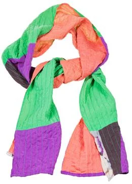 Knot from patchwork scarf isolated on white knot from patchwork scarf isol... 스톡 사진