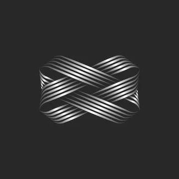 Knot pattern logo of metal stripes as a piece of jewelry, weaving many para.. Illustrazione stock