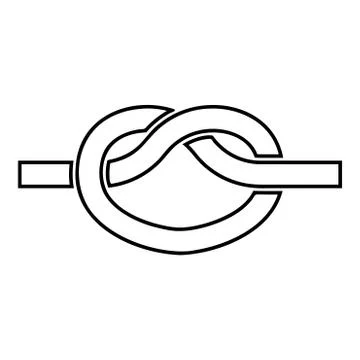 Knot Rope tied Node Join concept Noose icon outline black color vector illust Illustrazione stock