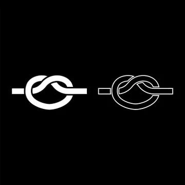 Knot Rope tied Node Join concept Noose icon outline set white color vector il Stock Illustration