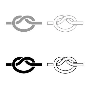 Knot Rope tied Node Join concept Noose icon outline set black grey color vect イラスト素材