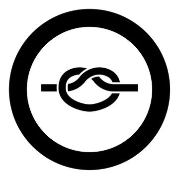 Knot Rope tied Node Join concept Noose icon in circle round black color vecto Illustrazione stock