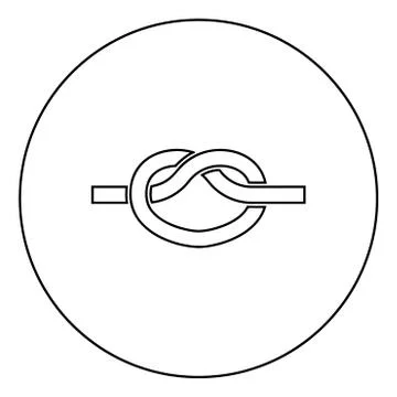Knot Rope tied Node Join concept Noose icon in circle round outline black col Illustrazione stock