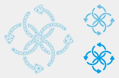 Knot Rotation Vector Mesh Wire Frame Model and Triangle Mosaic Icon Stock Illustration