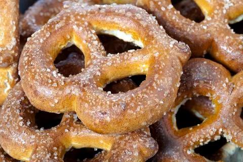 Knot shape pretzels on macro Stock Photos
