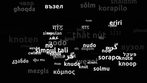 Knot Translated in 76 Worldwide Languages Endless Looping 3d Zooming Wordclou Stockbeeldmateriaal 145212188