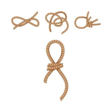 Knot tying concepts with various rope knots 스톡 일러스트