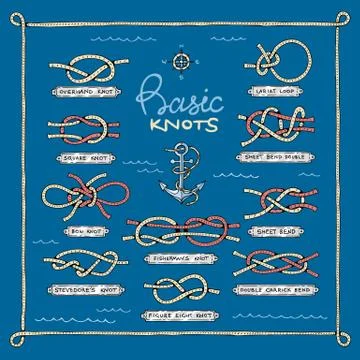 Knot vector marine knotty bow or nautical bowed rope with knotted loop Stock Illustration
