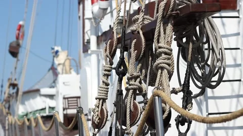Knots on Old Ship Stock Footage 51016627