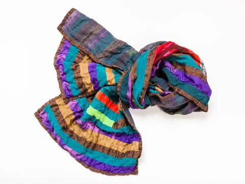 Knotted stitched patchwork scarf from silk strip knotted stitched patchwor... Stock-Fotos