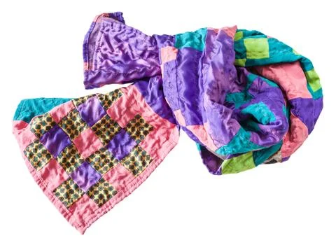 Knotted stitched silk patchwork scarf isolated Stock Photos