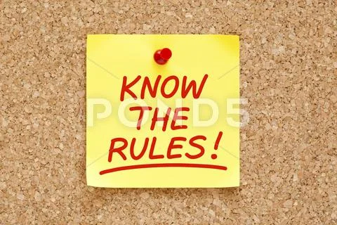 Know the rules sticky note Stock Photos