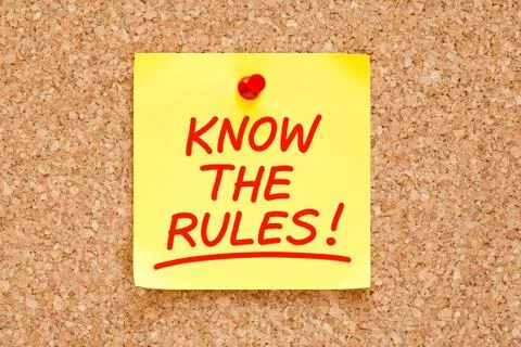 Know the rules sticky note Stockfoto's
