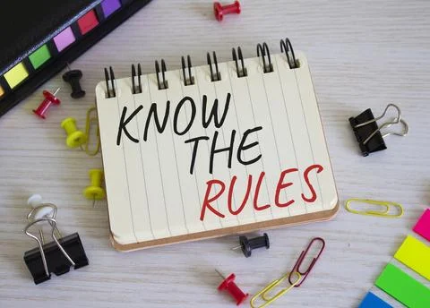 Know the rules symbol. Concept words Know the rules on white notebook. Beau.. Stock Photos