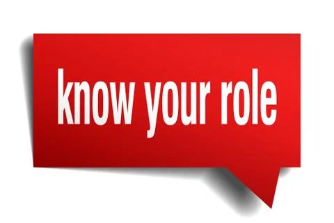 Know your role red 3d speech bubble Illustrazione stock
