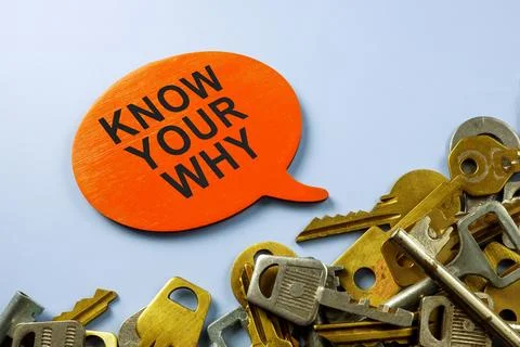 Know your why inspirational concept. Keys and speech bubble. Stock Photos
