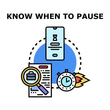 Knowing when to pause for digital wellbeing and work balance Stock Illustration