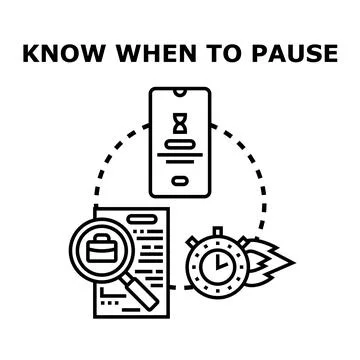 Knowing when to pause for digital wellbeing and work balance Stock Illustration