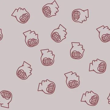 Knowladge brain human line vector seamless pattern Stock Illustration