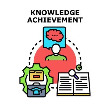 Knowledge achievement concept demonstrating learning and understanding proces Illustrazione stock