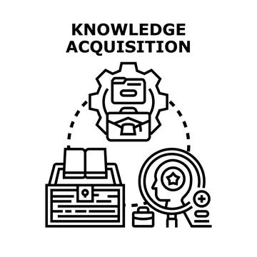 Knowledge acquisition process gaining valuable insights Stock Illustration