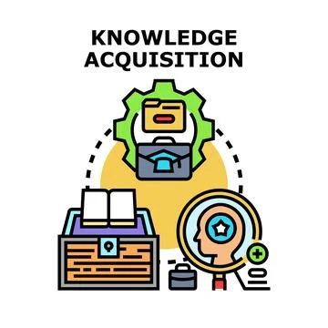Knowledge acquisition process gaining valuable insights Stock Illustration