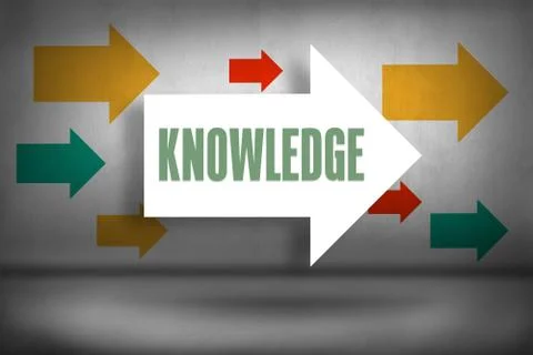 Knowledge against arrows pointing Stock Illustration