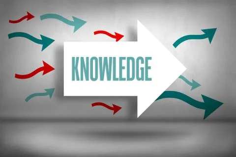 Knowledge against arrows pointing Illustrazione stock