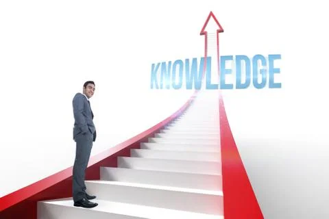 Knowledge against red arrow with steps graphic 스톡 일러스트