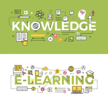 Knowledge and E-Learning Concept Vector Banners Stock Illustration