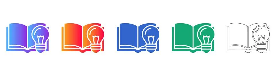 Knowledge and Education Book Icon Set 스톡 일러스트