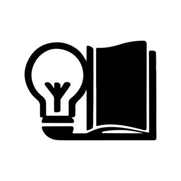 Knowledge and enlightenment: A book and lightbulb icon symbolizing education. Ilustración de archivo