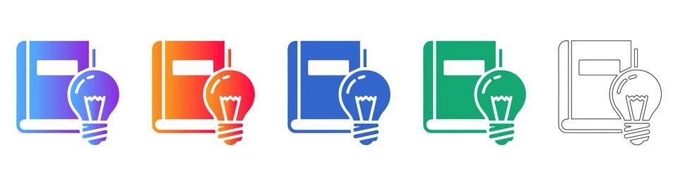 Knowledge and Idea Book Icons with Lightbulb Symbol Illustrazione stock