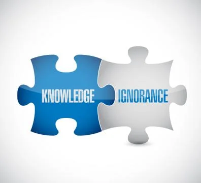 Knowledge and ignorance puzzle pieces sign Stock Illustration