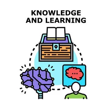 Knowledge and learning concept with brain and person Stock Illustration