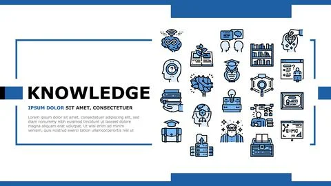 Knowledge And Mind Intelligence Landing Header Vector Stock Illustration