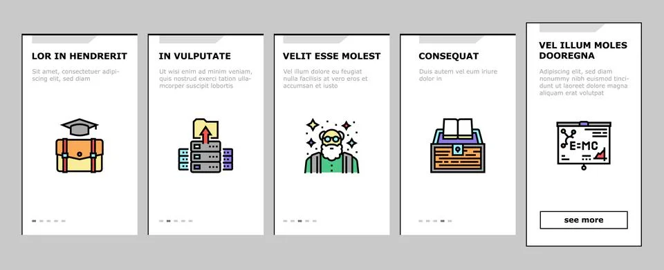 Knowledge And Mind Intelligence Onboarding Icons Set Vector 스톡 일러스트