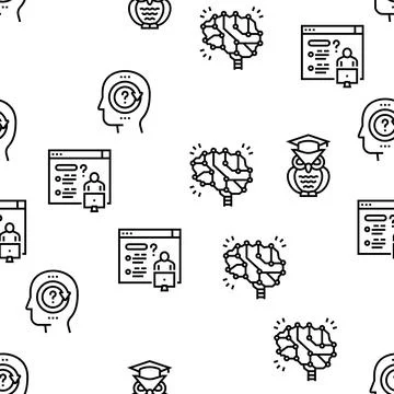 Knowledge And Mind Intelligence Vector Seamless Pattern Stock Illustration